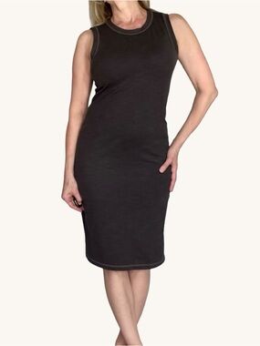 prAna Becksa Tank Midi Dress Brown Pink Stitch Ribbed Bodycon Medium